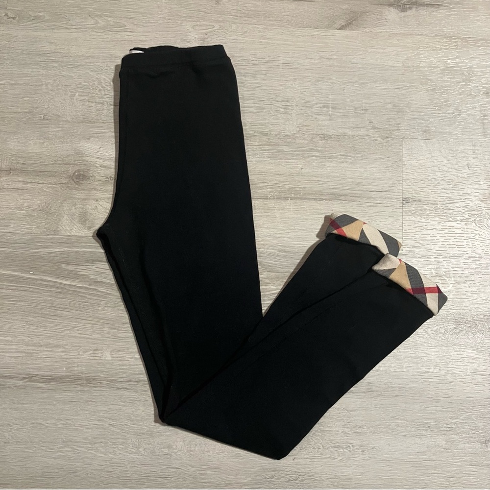 Kids Black Leggings with Patterned Cuffs